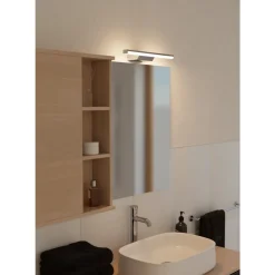 Eglo REGELLO-Z Spiegelarmaturen kunststof, aluminium chroom, zilver / Kunststof wit H: 40 mm