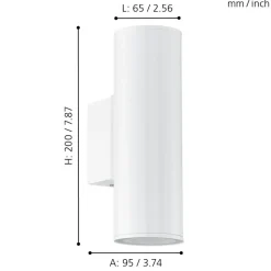 Eglo RIGA Wandlamp staal verzinkt wit H: 200 mm