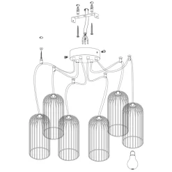 Eglo ROCCAMENA hanglamp staal zwart, koper H: 1300 mm