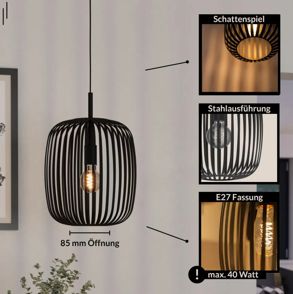 Eglo ROMAZZINA hanglamp staal zwart H: 1100 mm | Ø 325 mm