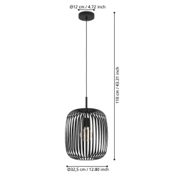 Eglo ROMAZZINA hanglamp staal zwart H: 1100 mm | Ø 325 mm