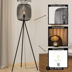 Eglo ROMAZZINA Staande lampen staal zwart H: 1405 mm | Ø 325 mm