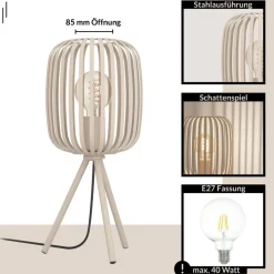 Eglo ROMAZZINA Tafellampen staal zandkleuren H: 435 mm | Ø 200 mm