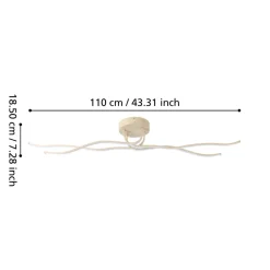 Eglo RONCADE 2 Wand-/plafondlamp staal, aluminium lichtbruin / Kunststof wit H: 185 mm