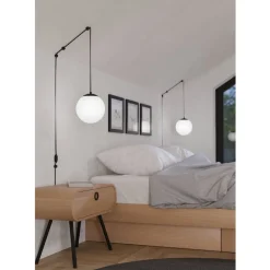 Eglo RONDO 3 hanglamp staal, kunststof zwart / glas opaal-mat wit H: 1420 mm