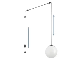 Eglo RONDO 3 hanglamp staal, kunststof zwart / glas opaal-mat wit H: 1420 mm