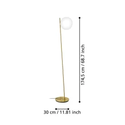 Eglo RONDO 4 Staande lampen staal geelkoper-geborsteld / glas opaal-mat wit H: 1745 mm