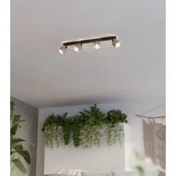 Eglo ROSLEY spot staal zwart / textiel, linnen natuur H: 185 mm