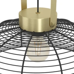 Eglo ROUNDHAM hanglamp staal zwart, geborsteld messing H: 1100 mm | Ø 450 mm