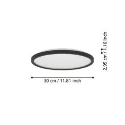 Eglo ROVITO Plafondarmaturen Kunststof zwart / Kunststof wit H: 30 mm | Ø 300 mm