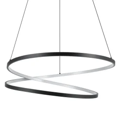 Eglo RUOTALE hanglamp aluminium, staal zwart / Kunststof wit H: 1500 mm | Ø 700 mm