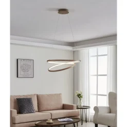 Eglo RUOTALE hanglamp aluminium, staal zandkleuren / Kunststof wit H: 1500 mm | Ø 550 mm