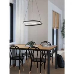 Eglo RUOTALE hanglamp aluminium, staal zwart / Kunststof wit H: 1500 mm | Ø 550 mm
