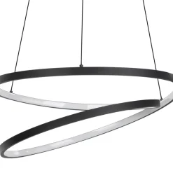 Eglo RUOTALE hanglamp aluminium, staal zwart / Kunststof wit H: 1500 mm | Ø 550 mm