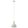 Eglo SABINAR hanglamp staal zilver geborsteld / Hout bruin H: 1100 mm | Ø 280 mm