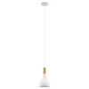 Eglo SABINAR hanglamp staal wit / Hout bruin H: 1100 mm | Ø 180 mm