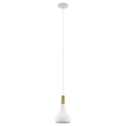 Eglo SABINAR hanglamp staal wit / Hout bruin H: 1100 mm | Ø 180 mm