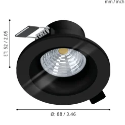 Eglo SALABATE inbouwarmatuur aluminium zwart / Glas helder Ø 88 mm