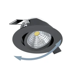 Eglo SALICETO inbouwarmatuur aluminium zwart H: 42 mm | Ø 88 mm