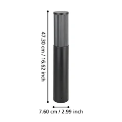 Eglo SALLE Sokkelarmaturen aluminium, kunststof zwart / Kunststof zwart-transparant H: 465 mm | Ø 75 mm