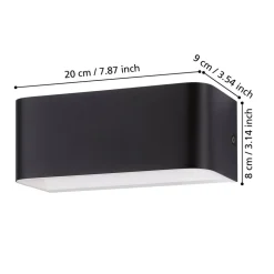 Eglo SANIA 4 Wandlamp aluminium zwart, wit H: 80 mm