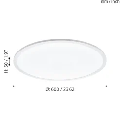 Eglo SARSINA-A Plafondarmaturen aluminium wit / Kunststof wit H: 50 mm | Ø 600 mm