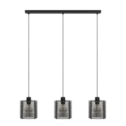 Eglo SEGOVIA hanglamp staal zwart / Hout zwart H: 1100 mm