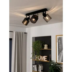 Eglo SEGOVIA spot staal zwart / Hout zwart H: 185 mm