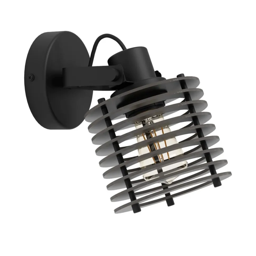 Eglo SEGOVIA spot staal zwart / Hout zwart H: 195 mm