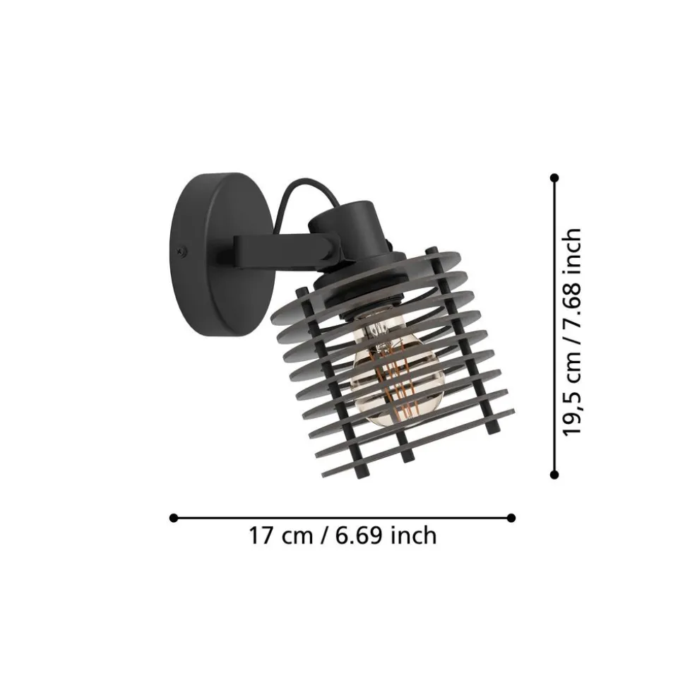 Eglo SEGOVIA spot staal zwart / Hout zwart H: 195 mm