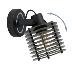 Eglo SEGOVIA spot staal zwart / Hout zwart H: 195 mm