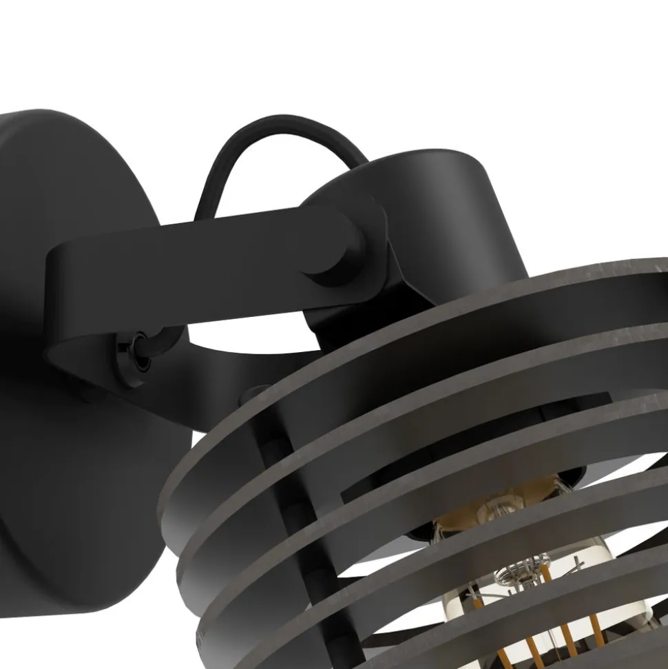 Eglo SEGOVIA spot staal zwart / Hout zwart H: 195 mm