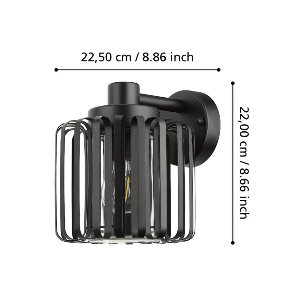 Eglo SELINUS Wandlamp staal zwart / Glas helder H: 220 mm