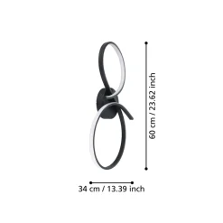 Eglo SERPINS Plafondarmaturen aluminium, staal zwart / Kunststof wit H: 75 mm