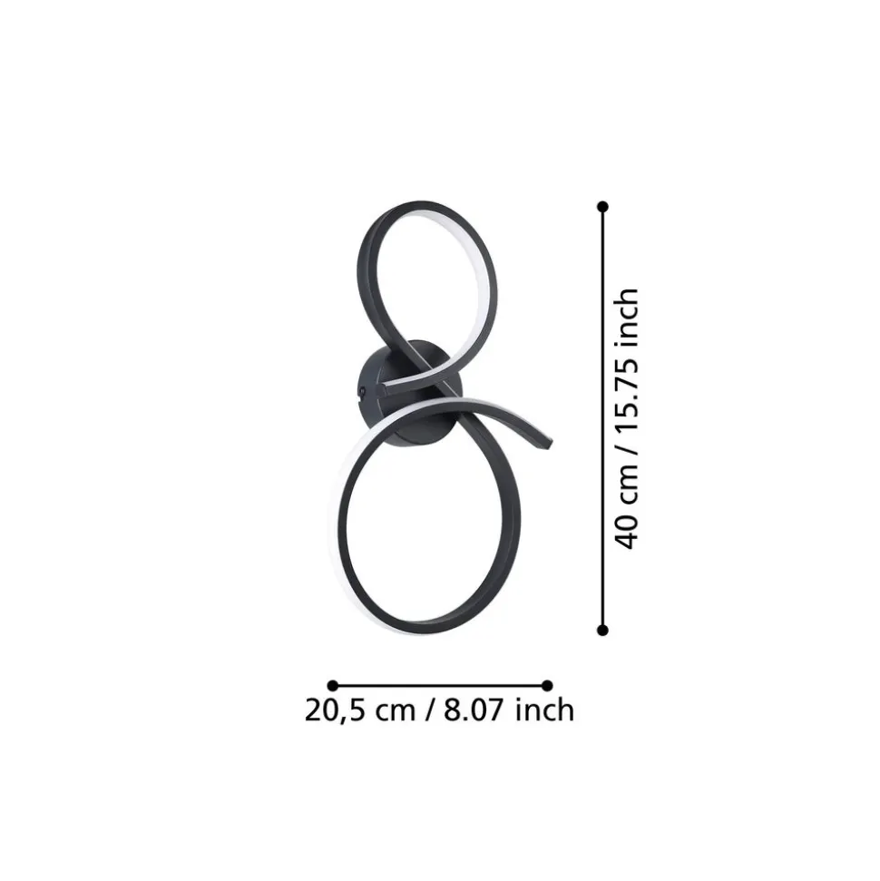 Eglo SERPINS Wandlamp aluminium, staal zwart / Kunststof wit H: 400 mm
