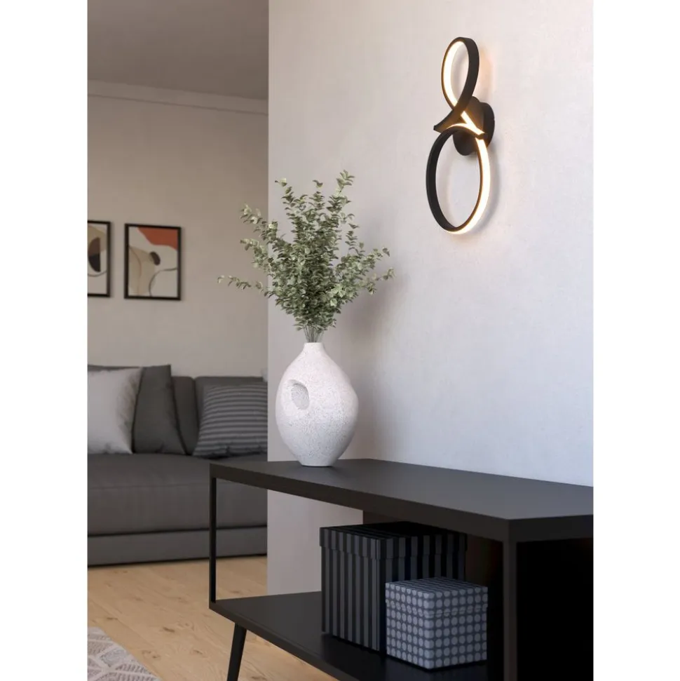 Eglo SERPINS Wandlamp aluminium, staal zwart / Kunststof wit H: 400 mm