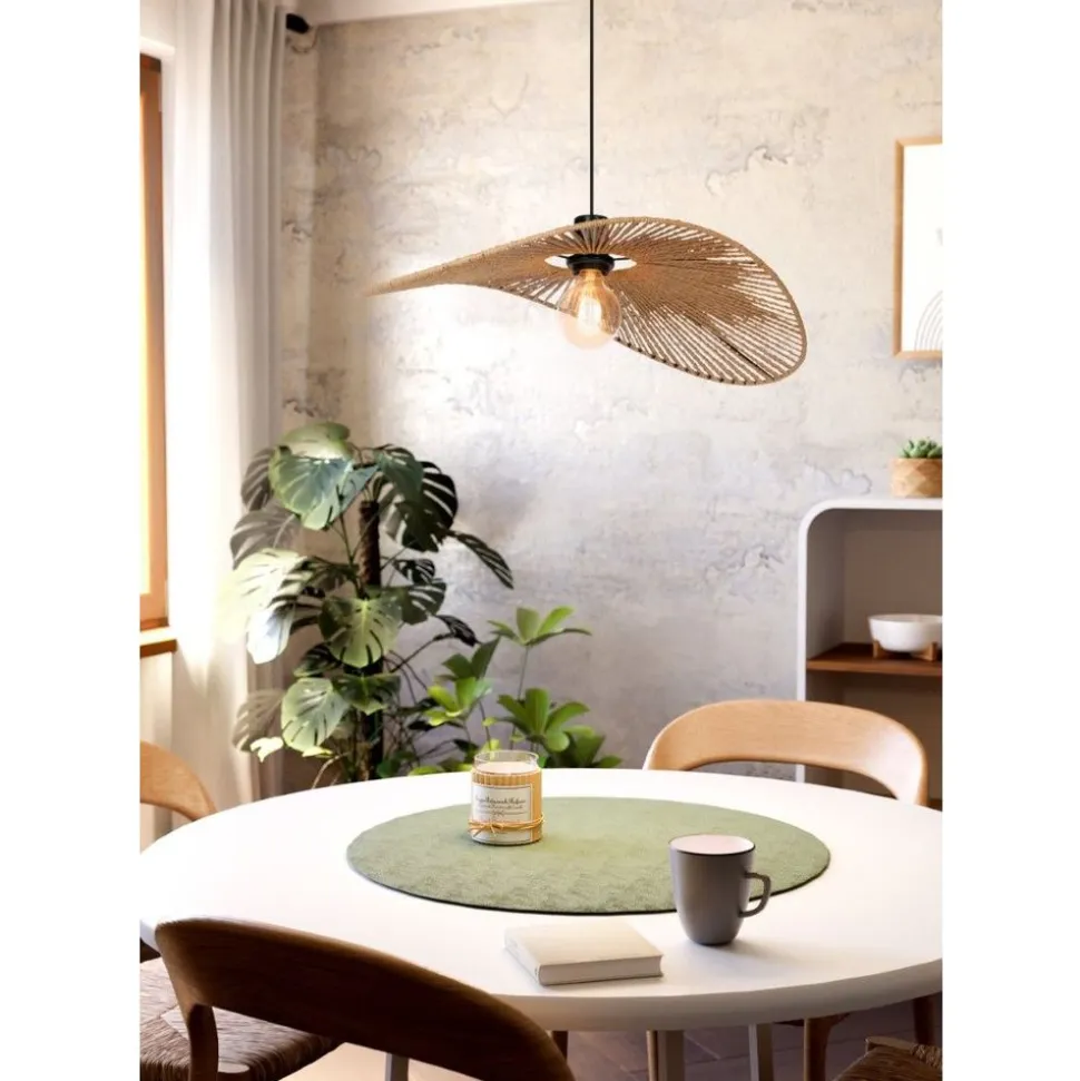 Eglo SIRUELA hanglamp staal zwart / papier natuur H: 1100 mm