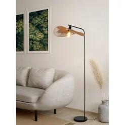 Eglo SIRUELA Staande lampen staal zwart / papier natuur H: 1600 mm