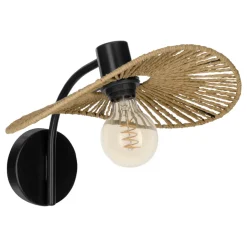 Eglo SIRUELA Wandlamp staal zwart / papier natuur H: 250 mm