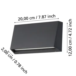 Eglo SPONGANO Wandlamp aluminium zwart / Kunststof transparant H: 120 mm