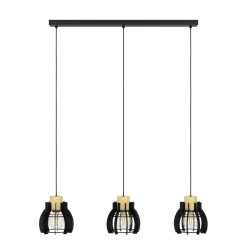 Eglo STILLINGTON 1 hanglamp staal, hout zwart, bruin H: 1100 mm