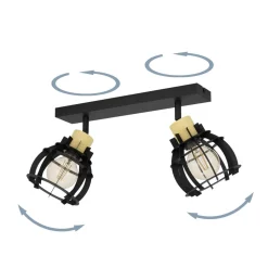 Eglo STILLINGTON 1 spot staal, hout zwart, bruin H: 245 mm