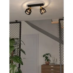 Eglo STILLINGTON 1 spot staal, hout zwart, bruin H: 245 mm