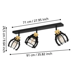 Eglo STILLINGTON 1 spot staal, hout zwart, bruin H: 245 mm