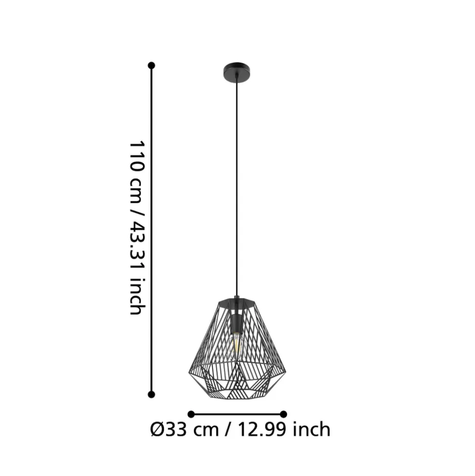 Eglo STYPE hanglamp staal zwart H: 1100 mm | Ø 330 mm