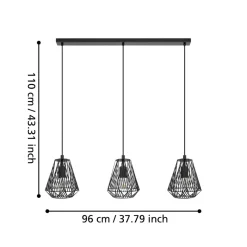 Eglo STYPE hanglamp staal zwart H: 1100 mm