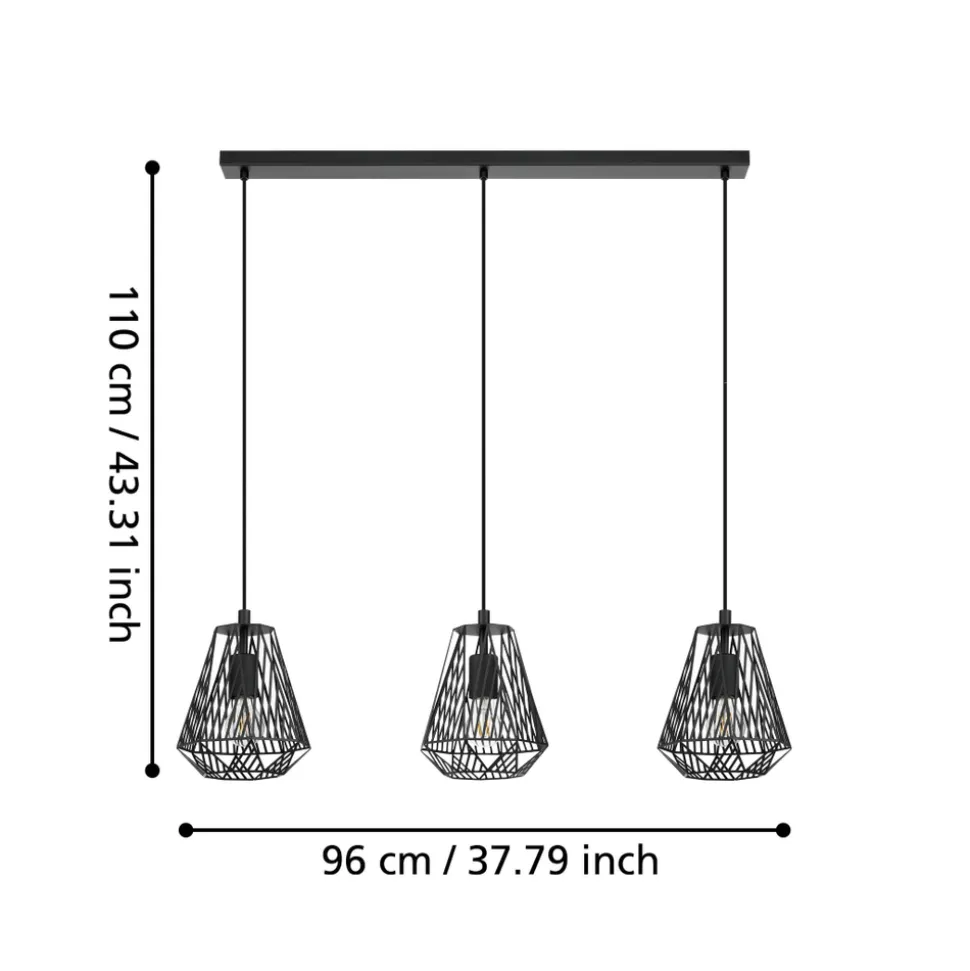 Eglo STYPE hanglamp staal zwart H: 1100 mm