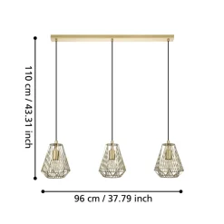 Eglo STYPE hanglamp staal goudkleuren H: 1100 mm | Ø 330 mm