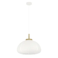 Eglo SUMMERHILL hanglamp staal, hout wit, bruin / papier wit H: 1100 mm | Ø 550 mm