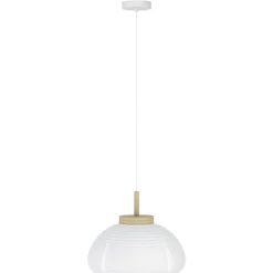 Eglo SUMMERHILL hanglamp staal, hout wit, bruin / papier wit H: 1100 mm | Ø 550 mm